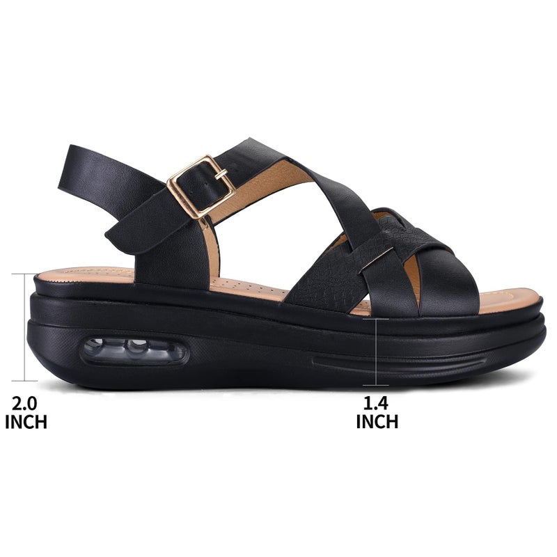 mysoft Women's Walking Sandals Comfortable Air Cushioned Support Ankle Strap Dress Sandals - Image 4
