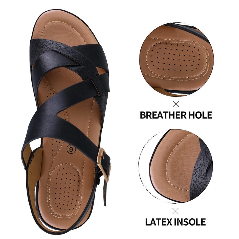 mysoft Women's Walking Sandals Comfortable Air Cushioned Support Ankle Strap Dress Sandals - Image 5
