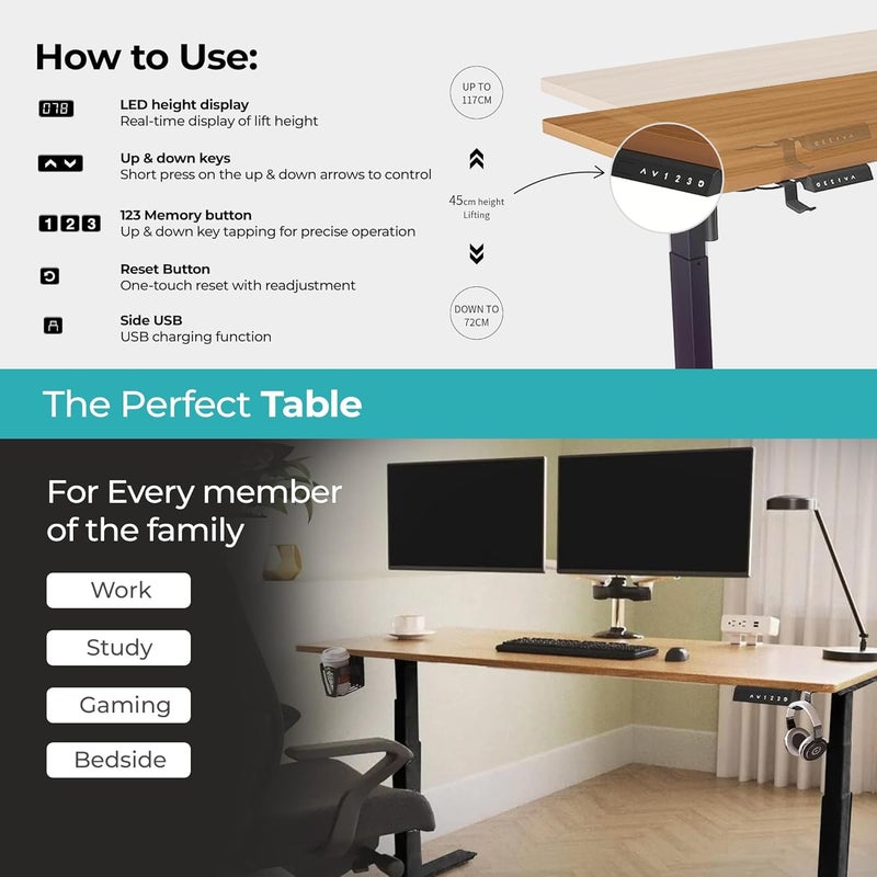 The Better Home THE BETTER HOME Electric Height Adjustable TableGaming Table For Gaming SetupComputer Table For HomeStudy Table For StudentsSit Stand DeskOne Key ResetDigital Display1606072117cm Walnut  - Image 5
