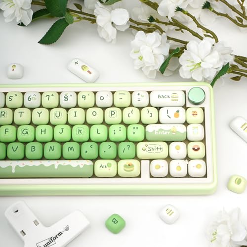 GEKUCAP Thick PBT Keycaps Set, Cute Green Keycap MOG Profile, 5 Side Dye-Sublimation Round Keycaps 140 Keys, Custom Kawaii Keyboard Key caps Set for for Cherry Gateron MX Swithes Mechanical Keyboards - Image 5