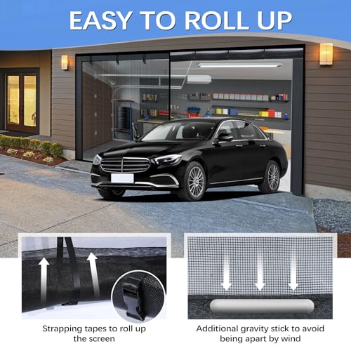 Iduontis Garage Door Screen for 2 Car Garage 16x8FT, Magnetic Screen Garage with Retractable Fiberglass Mesh and Heavy Duty Weighted Bottom, Easy Assembly & Pass, Hands Free Screen Door Kit - Image 3