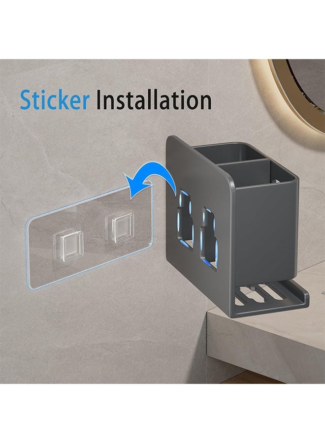 حامل فرشاة الأسنان، حامل فرشاة الأسنان المثبت على الحائط، حامل فرشاة الأسنان المصنوع من الألومنيوم بدون حفر، دعامة تعليق ذاتية اللصق، حامل شفرة حلاقة فرشاة الأسنان للاستحمام، موزع معجون أسنان متعدد الوظائف موفر للمساحة، منظم فرشاة الأسنان بفتحتين، مناسب لفرشاة الأسنان ومعجون الأسنان وشفرة الحلاقة والمشط وما إلى ذلك لتخزين الحمام - Image 5