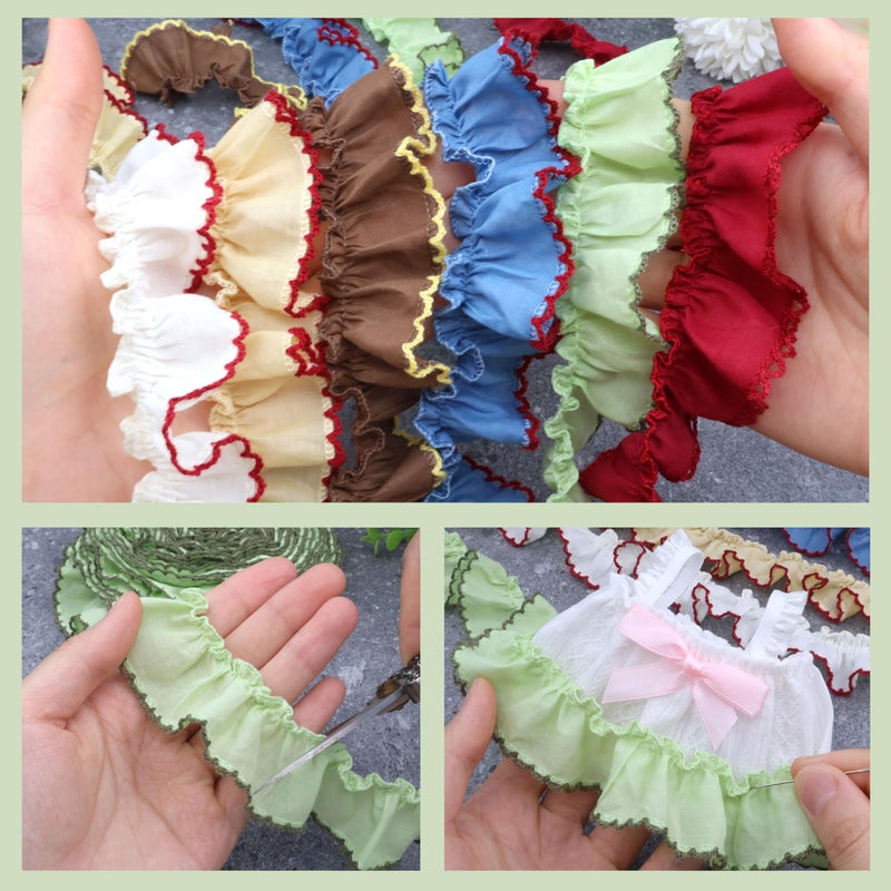 AIETSYEI Multicolour Ruffle Trim 1.2inch x6 Yards, Pleated Lace Ribbon for Sewing Crafts, Clothing, Wedding Decor, Ruffle Edge Trim for Apparel, Home Decoration AIETSYEI - Image 3