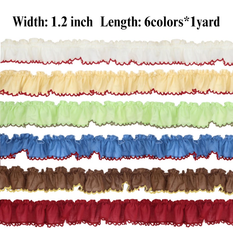 AIETSYEI Multicolour Ruffle Trim 1.2inch x6 Yards, Pleated Lace Ribbon for Sewing Crafts, Clothing, Wedding Decor, Ruffle Edge Trim for Apparel, Home Decoration AIETSYEI - Image 2