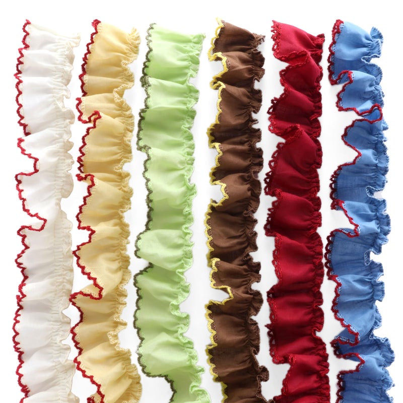 AIETSYEI Multicolour Ruffle Trim 1.2inch x6 Yards, Pleated Lace Ribbon for Sewing Crafts, Clothing, Wedding Decor, Ruffle Edge Trim for Apparel, Home Decoration AIETSYEI - Image 1