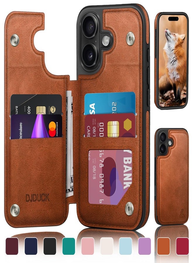 DJDUCK Designed for iPhone 16 Plus Case Wallet with Card Holder, [Magnetic Clasp Cover] [RFID Blocking Leather Protection] Shockproof Women Men Cases 6.7 Inch for Apple 16 Plus Light Brown - Image 1