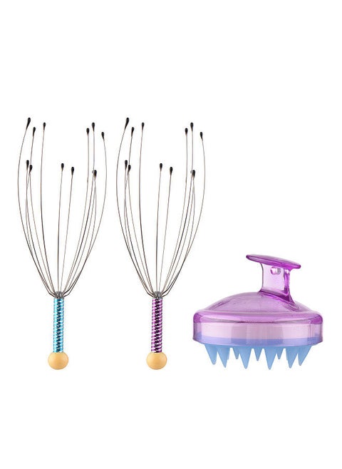 3PCS Silicone Comb Hair Cleaning Scalp Massager Portable Head Scratcher Massager Handheld Scratcher for Head Relaxing Scalp Massage Tools Random Color