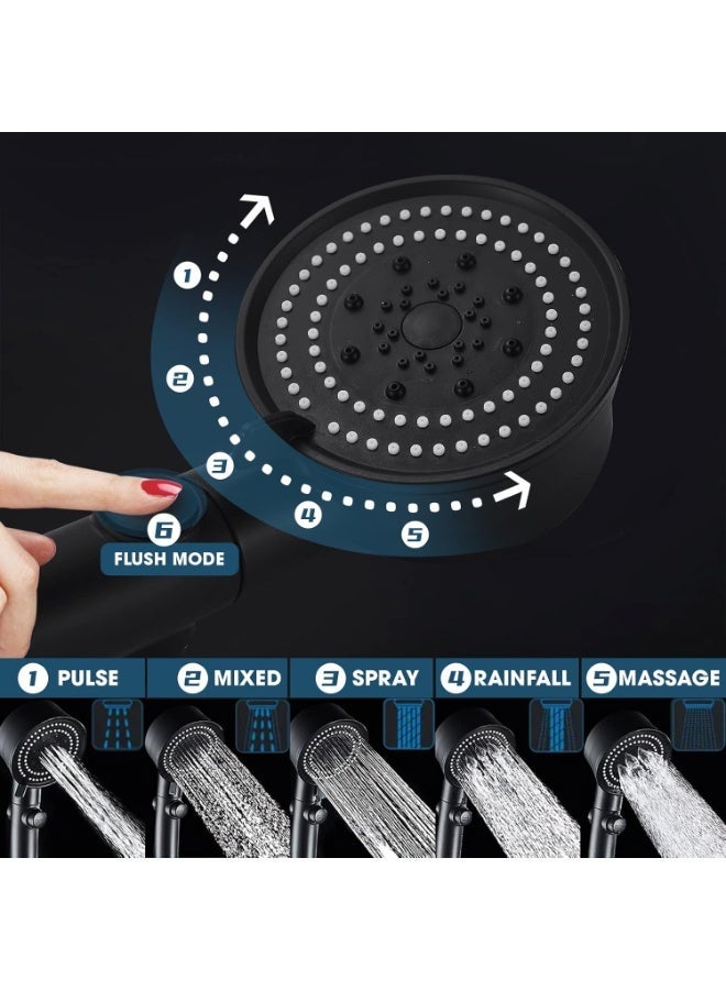KIIUMI Handheld Shower 5 Modes Power Shower Head,Shower Head  with Temperature Indicator, Water Saving Shower Head for Adults Children Pets - Image 3