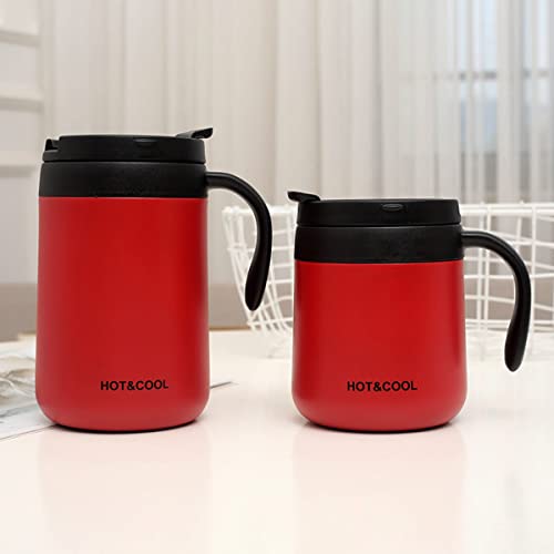 Mockery Stainless Steel 500ml Coffee Cup, Thermal Mug, Vacuum Insulated, Tea Cup, Cup with Handle and Lid for Office Desk Work (Red) - Image 5
