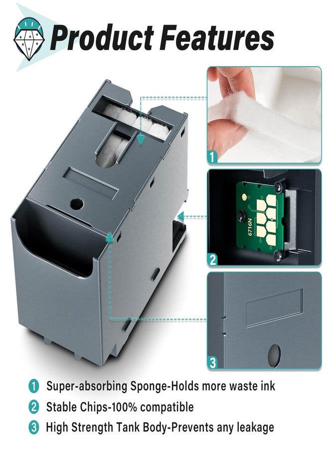 SUBLIMAKER T6715 T6176 Ink Maintenance Box Replacement for Epson Workforce Pro WF-4730 WF-4740 WF-4720 WF-4734 WF-4830 WF-4820 WF-3820 EC-4020 EC-4030 EC-4040 WF-4833 WF-C5210 WF-C5710 Printers (2 Packs) - Image 4