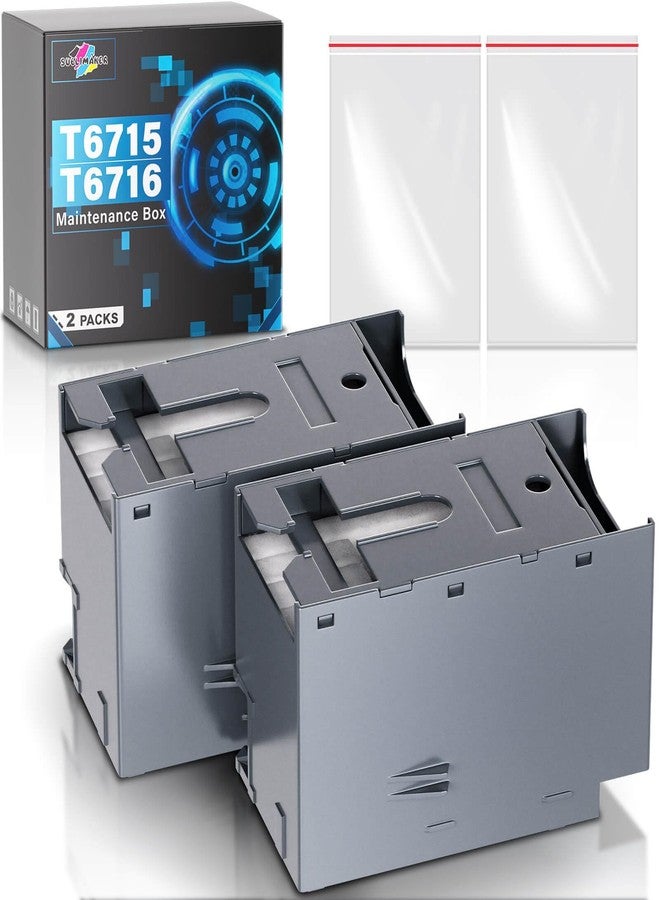 SUBLIMAKER T6715 T6176 Ink Maintenance Box Replacement for Epson Workforce Pro WF-4730 WF-4740 WF-4720 WF-4734 WF-4830 WF-4820 WF-3820 EC-4020 EC-4030 EC-4040 WF-4833 WF-C5210 WF-C5710 Printers (2 Packs) - Image 1