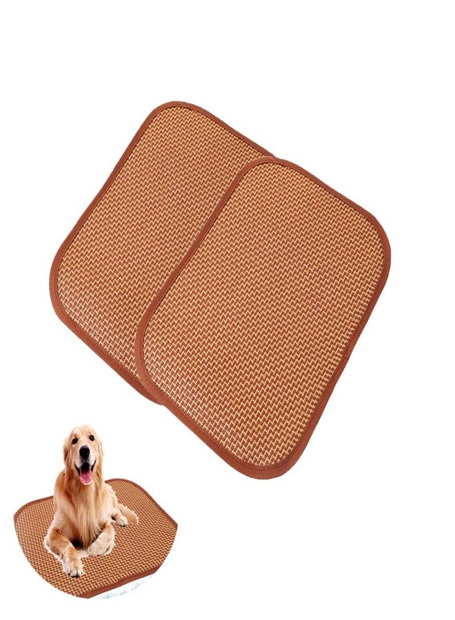 UtySty 2 Pack Cat Cooling Mat Self Cool Pad Seats Summer Bamboo Rattan Woven Sleeping Rest Mats for Pets Puppy Dog Kitty Kennels Crates Guinea Pig Hamster Rabbit 35x50cm - Image 1