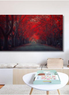 Generic Beautiful Red Tree Park Print,Red Leaves Forest Canvas Wall Art,Canvas Art, Handmade Gift, Christmas Gift, Halloween Gift, Canvas Wall Art  - Image 1