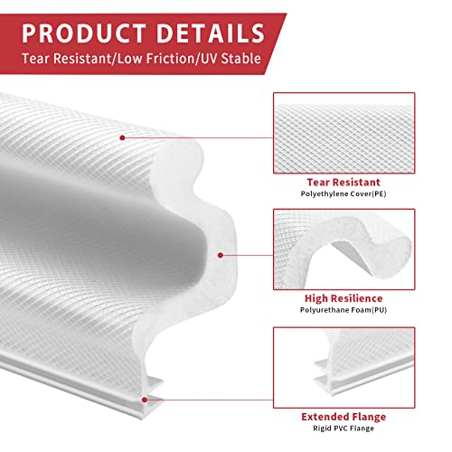 Fingwerk 40 Feet Long Reach Weather Stripping Door Seal, Fingwerk V-Shaped Replacement Door Seal Strip Foam Kerf Weather Stripping for Doors Frame Door Insulation Strip, Easy Cut to Size(White) - Image 5