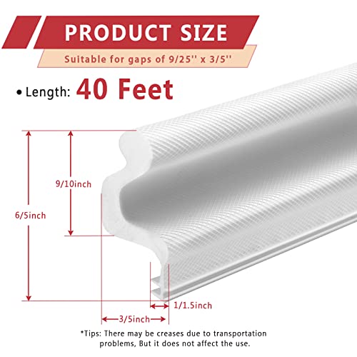 Fingwerk 40 Feet Long Reach Weather Stripping Door Seal, Fingwerk V-Shaped Replacement Door Seal Strip Foam Kerf Weather Stripping for Doors Frame Door Insulation Strip, Easy Cut to Size(White) - Image 4