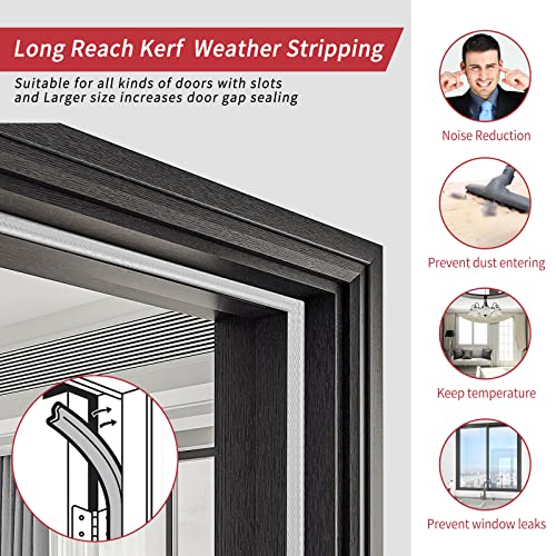 Fingwerk 40 Feet Long Reach Weather Stripping Door Seal, Fingwerk V-Shaped Replacement Door Seal Strip Foam Kerf Weather Stripping for Doors Frame Door Insulation Strip, Easy Cut to Size(White) - Image 3