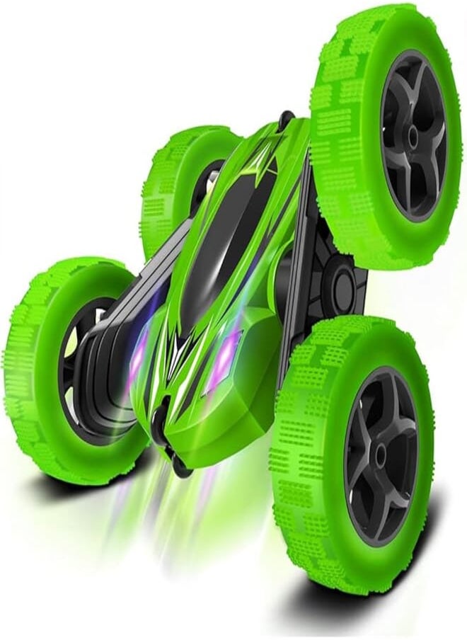 S2C S2C Remote Control Car, RC Cars Stunt Car Toy, 4WD 2.4Ghz Double Sided 360° Rotating RC Car with Headlights, Kids Xmas Toy Cars for Boys/Girls (Green) 