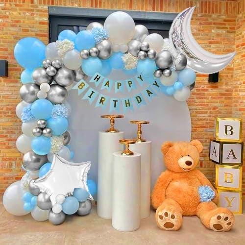 Pop The Party 1st Birthday Prince Theme Decoration Kit - 40 Pcs For Kids, Happy Birthday Party Crown Foil Balloon Combo - Image 3