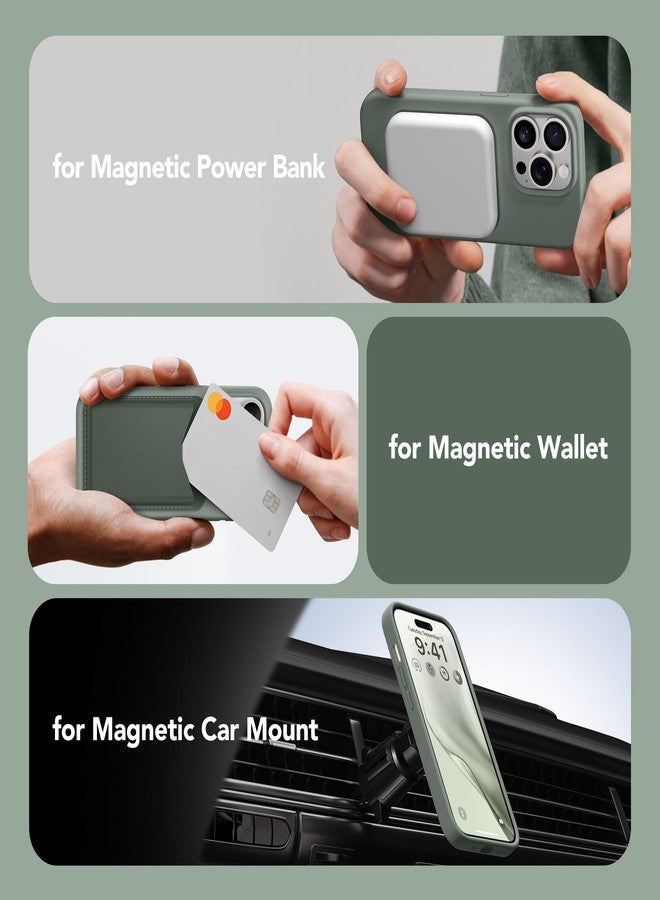 غونيز جراب GONEZ لهاتف iPhone 14 Pro، متوافق مع MagSafe، مع واقي شاشة + واقي عدسة الكاميرا، بطانة ناعمة من الألياف الدقيقة مقاومة للخدش، غطاء هاتف من السيليكون السائل المقاوم للصدمات، لون أخضر كالكي - Image 5