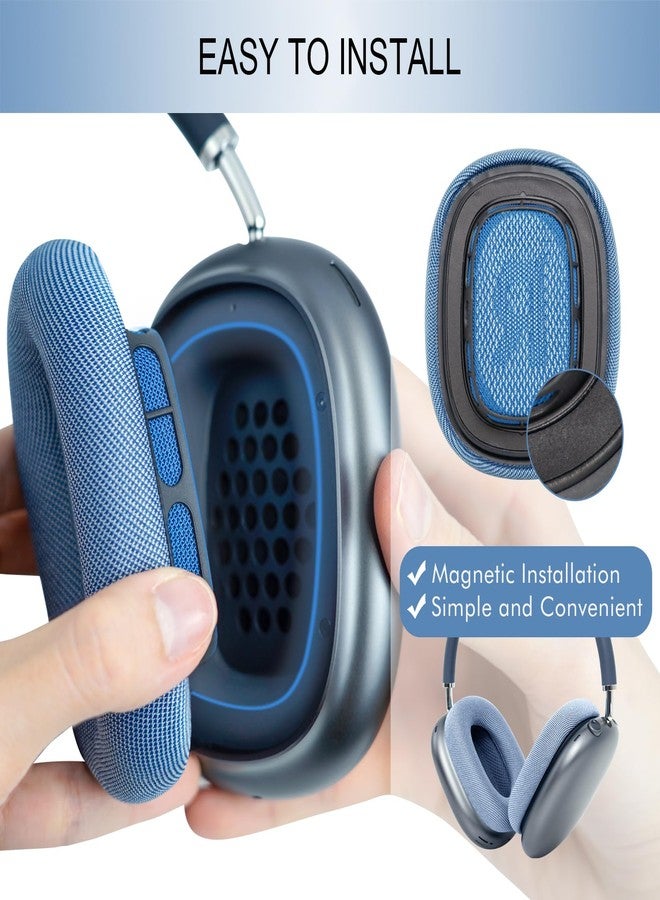 GEVO Upgraded Ear Cushions Replacement Earpads for Apple AirPods Max Headphones, Mesh Fabric Ear Pads Ear Covers with Memory Foam and Magnet for AirPods Max (Sky Blue) - Image 3