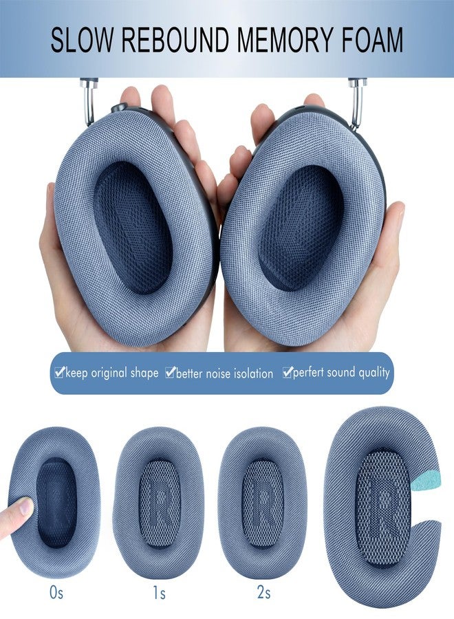 GEVO Upgraded Ear Cushions Replacement Earpads for Apple AirPods Max Headphones, Mesh Fabric Ear Pads Ear Covers with Memory Foam and Magnet for AirPods Max (Sky Blue) - Image 5