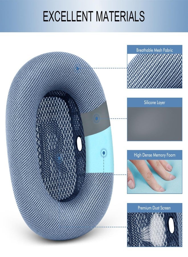 GEVO Upgraded Ear Cushions Replacement Earpads for Apple AirPods Max Headphones, Mesh Fabric Ear Pads Ear Covers with Memory Foam and Magnet for AirPods Max (Sky Blue) - Image 4