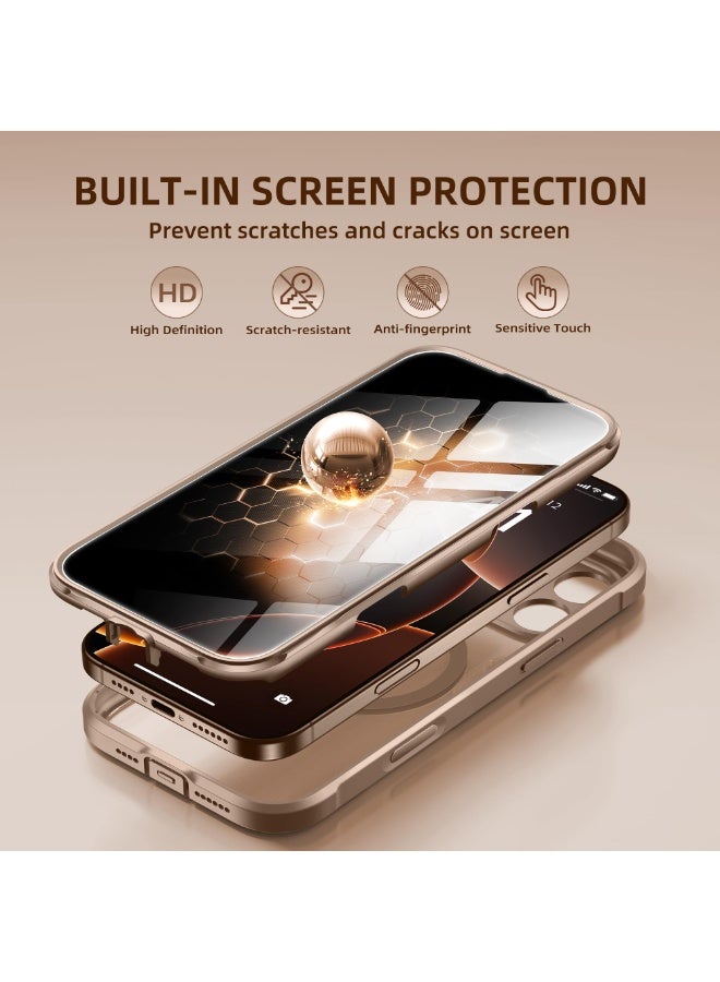 بيرفي جراب مغناطيسي لهاتف iPhone 16 Pro، متوافق مع MagSafe، واقي شاشة مدمج للخصوصية وحماية مطورة للكاميرا، جراب هاتف كامل الجسم مضاد للتجسس ومقاوم للصدمات لهاتف iPhone 16 Pro مقاس 6.3 بوصة، بني صحراوي - Image 4