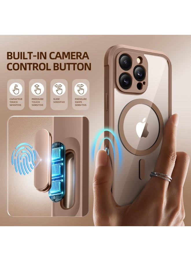 بيرفي جراب مغناطيسي لهاتف iPhone 16 Pro، متوافق مع MagSafe، واقي شاشة مدمج للخصوصية وحماية مطورة للكاميرا، جراب هاتف كامل الجسم مضاد للتجسس ومقاوم للصدمات لهاتف iPhone 16 Pro مقاس 6.3 بوصة، بني صحراوي - Image 3