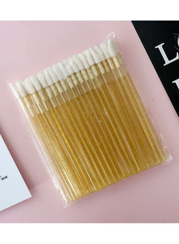 ماركة غير محددة فرشاة شفاه مفرغة، 100PCS ملمع شفاه فرش شفاه ملمع شفاه مفرغة أحمر شفاه ملمع شفاه قناع شفاه عيون، ذهب  - Image 1