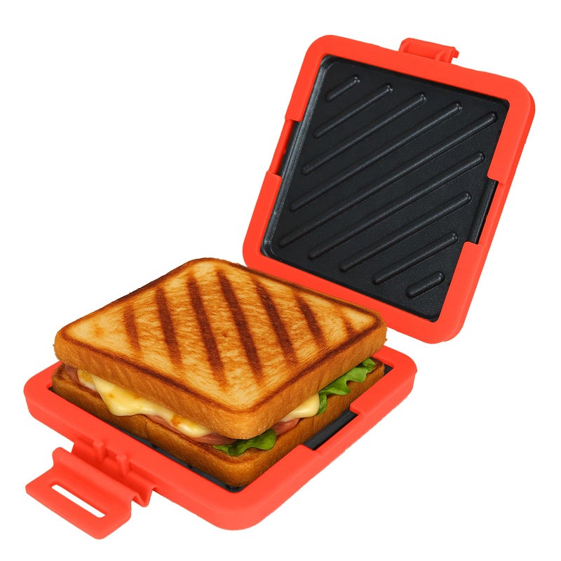 KDSPAROS Microwave Sandwich Maker - Microwave Toastie Sandwich Makerï¼Œ3-in-1 Toastie Panini Press with Dishwasher Safe Design No Electricity Needed Fast Cooking for Travel Friendly/Office/Home(Red) - Image 1