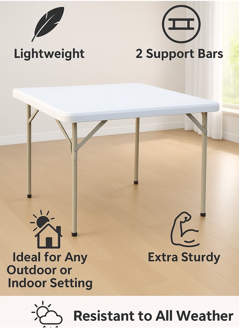 Marcolo 86x86cm Folding Table – Heavy Duty, One-Piece Foldable Square Table with Steel Frame, for Indoor & Outdoor Use  - Image 4