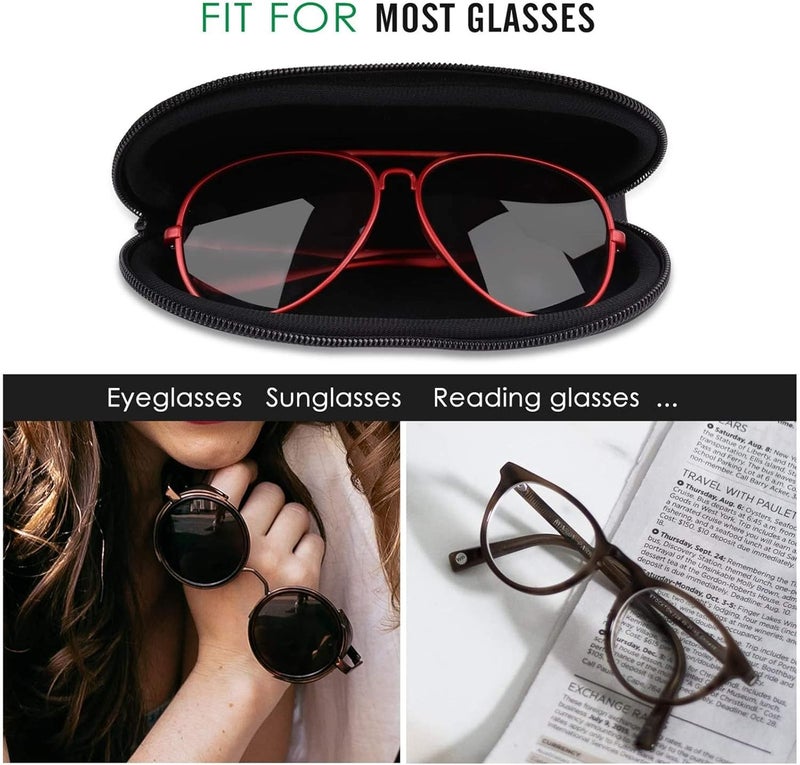 Luckam Eyeglass Case, Sunglasses Soft Case, Fashion Zippered Pouch with Clip, Made of Premium Neoprene, Fits Most Size Glasses, with the Zippered Design and a Sturdy Metal Carabiner, Black - Image 3