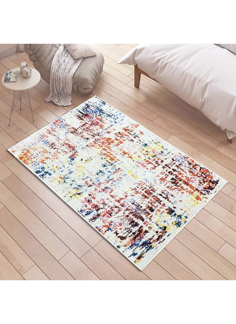Status Contract Status Contract 3D Printed Vintage Floral Design Carpet Rug Office, Bedroom, Hall Room, in Home Anti Slip Floor Mat (3 x 5 ft), Polyester, Multicolor, Rectangular  - Image 1