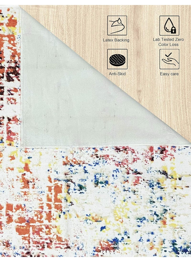 Status Contract Status Contract 3D Printed Vintage Floral Design Carpet Rug Office, Bedroom, Hall Room, in Home Anti Slip Floor Mat (3 x 5 ft), Polyester, Multicolor, Rectangular  - Image 2