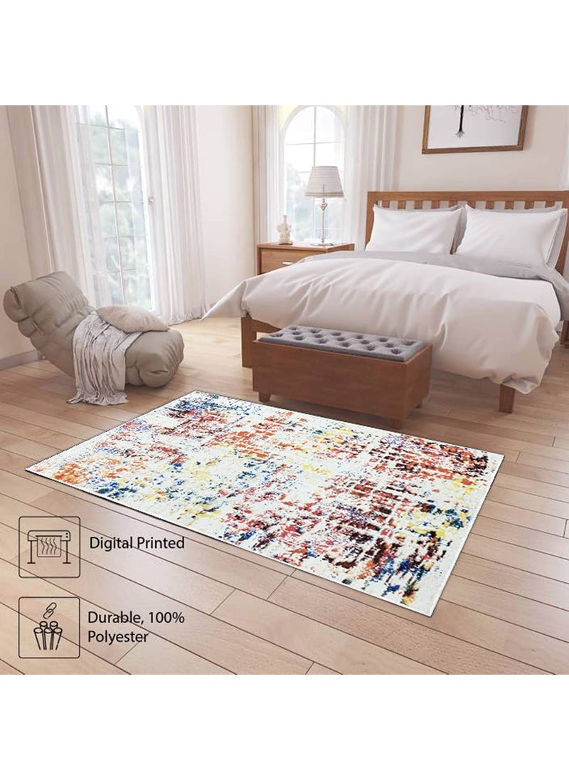Status Contract Status Contract 3D Printed Vintage Floral Design Carpet Rug Office, Bedroom, Hall Room, in Home Anti Slip Floor Mat (3 x 5 ft), Polyester, Multicolor, Rectangular  - Image 4