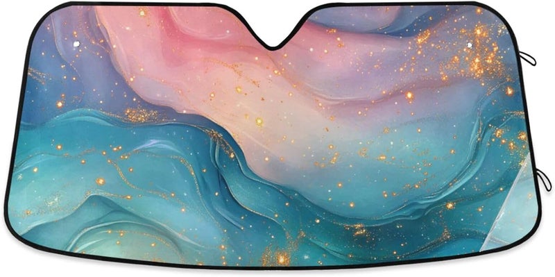 KLL Sun Visor for car Windshield, Foldable Heat Shield automaticas para Autos 55x27.6 Inch, Hot Pink Turquoise Green - Image 1