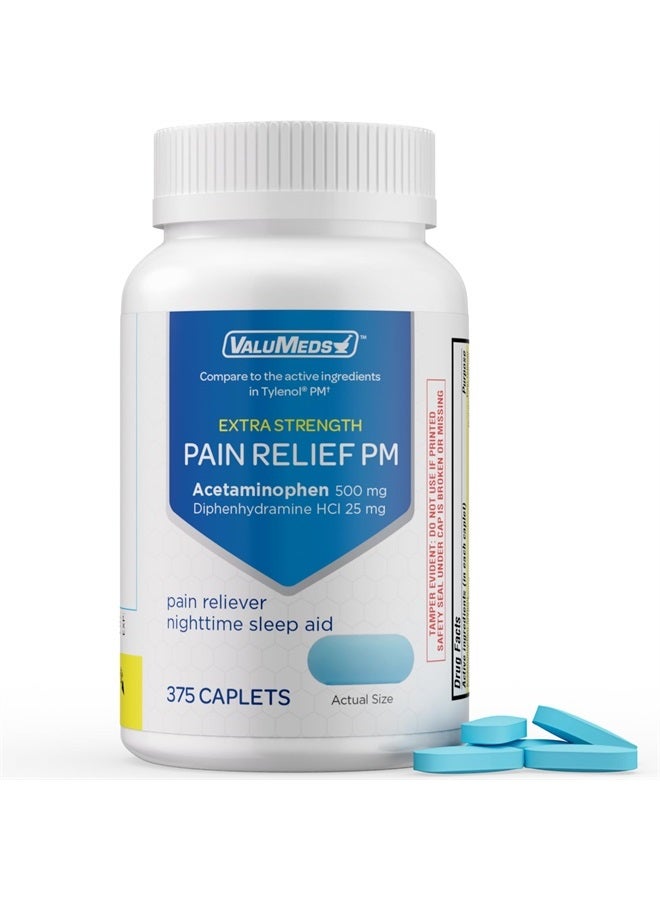 ValuMeds PM Pain Reliever and Nighttime Sleep Aid (375 Count) Acetaminophen 500mg | Fast-Acting Relief for Headaches, Migraines, Minor Aches | Non-Habit Forming Compare to Tylenol PM - Image 1