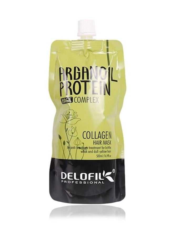 DELOFIL Professional - Argan Oil Protein Collagen Hair Mask, Anti-Breakage Treatment for Brittle & Dull Hair - 500ml. - Image 1