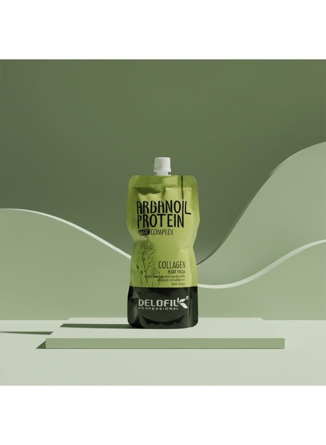 DELOFIL Professional - Argan Oil Protein Collagen Hair Mask, Anti-Breakage Treatment for Brittle & Dull Hair - 500ml. - Image 2