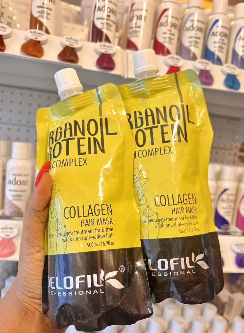 DELOFIL Professional - Argan Oil Protein Collagen Hair Mask, Anti-Breakage Treatment for Brittle & Dull Hair - 500ml. - Image 4