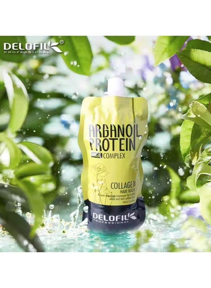 DELOFIL Professional - Argan Oil Protein Collagen Hair Mask, Anti-Breakage Treatment for Brittle & Dull Hair - 500ml. - Image 3