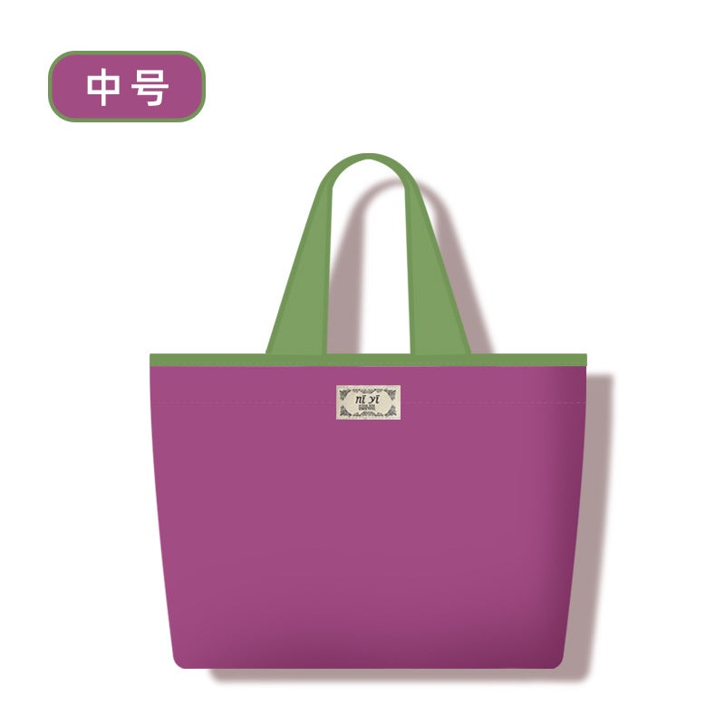 Folding Shopping Bag Waterproof Storage Bag Portable Supermarket Shopping Bag Large Capacity Drawstring Eco-friendly Handbag Bag Purple-[medium/12l/bearing 12.5kg ]
