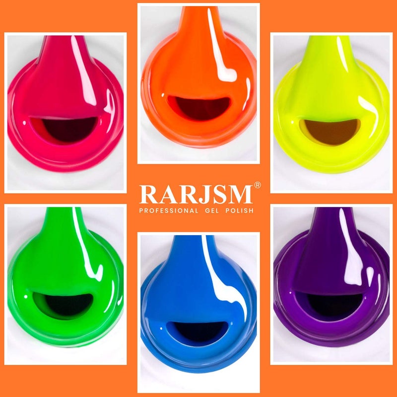 RARJSM Neon Gel Polish Set, Hot Pink Nailpolish,Yellow Green Purple Blue Orange Gel Nail Polish, Spring Summer Color Nail Polish Kit, Curing Required,6 PCS 7.5ML Nail Art - Image 2