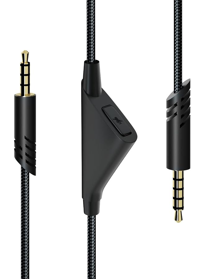 إيروريكس كابل Astro A10 A40 بديل بطول 2.0 متر وكابل كتم الصوت المضمن Astro A40 Tr لسماعات الألعاب Astro A10 A40 وXbox One وPS4 وPS5 ووحدة التحكم وكابل تمديد صوت سماعة الرأس بطول 6.5 قدم باللون الأسود - Image 1
