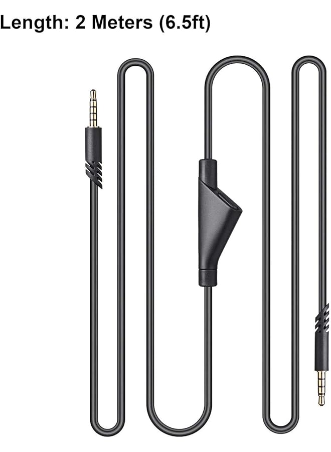 إيروريكس كابل Astro A10 A40 بديل بطول 2.0 متر وكابل كتم الصوت المضمن Astro A40 Tr لسماعات الألعاب Astro A10 A40 وXbox One وPS4 وPS5 ووحدة التحكم وكابل تمديد صوت سماعة الرأس بطول 6.5 قدم باللون الأسود - Image 2