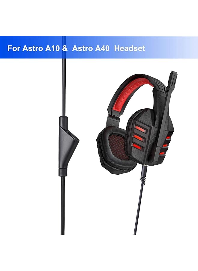 إيروريكس كابل Astro A10 A40 بديل بطول 2.0 متر وكابل كتم الصوت المضمن Astro A40 Tr لسماعات الألعاب Astro A10 A40 وXbox One وPS4 وPS5 ووحدة التحكم وكابل تمديد صوت سماعة الرأس بطول 6.5 قدم باللون الأسود - Image 3