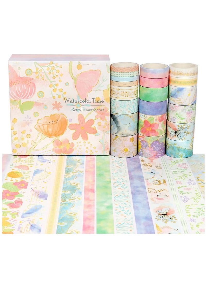 Y&D 20 Rolls Aesthetic Washi Tape Set, Wide Decorative 1/0.8/0.6/0.4/0.2" for Scrapbook Supplies, Cards, Crafts, Cute DIY Craft Decor, Gift Wrap - Image 1