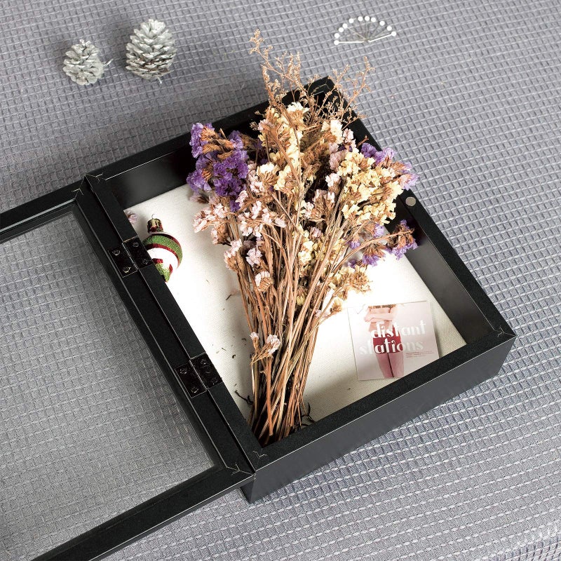 Muzilife 11x14 Shadow Box Picture Frame - 2.16" Interior Deep Wood & Glass Display Case Ready to Hang Memory Box Baby Sports Memorabilia, Pins, Awards, Tickets, and Photos (Black) - Image 5
