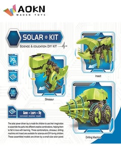 WAOKN Dinosaur STEM Solar Robot Toys for Kids 3 in 1 Building Games Educational Science Coding Engineering Kit for Boys STEM Toys Dinosaur Gift School Family Creative Activities  - Image 2