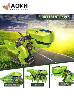 WAOKN Dinosaur STEM Solar Robot Toys for Kids 3 in 1 Building Games Educational Science Coding Engineering Kit for Boys STEM Toys Dinosaur Gift School Family Creative Activities  - Image 4